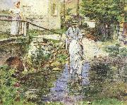 Theodore Robinson Pere Trognon and His Daughter at the Bridge oil painting